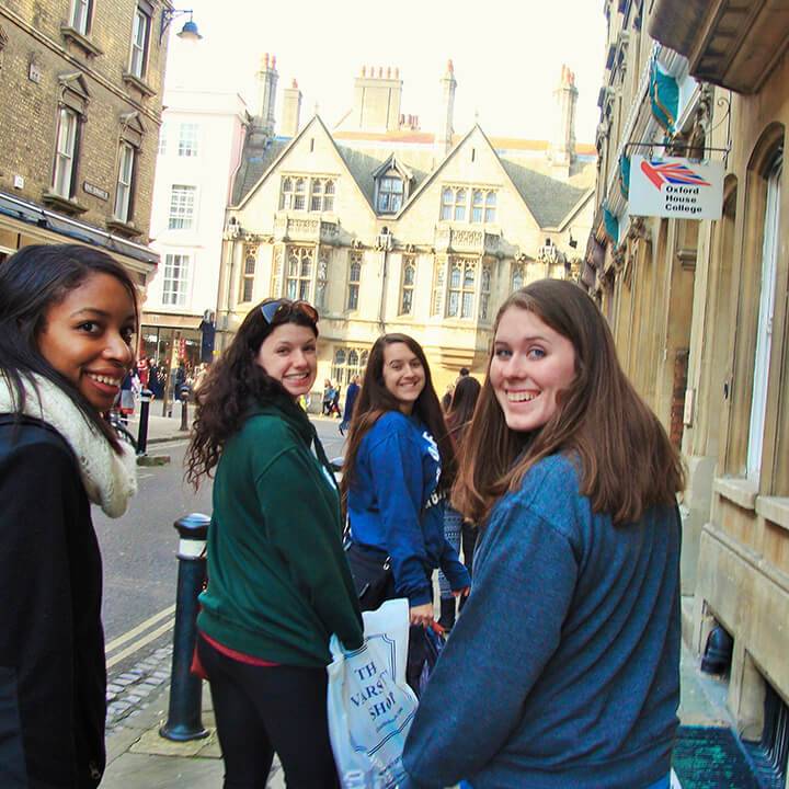 students in street